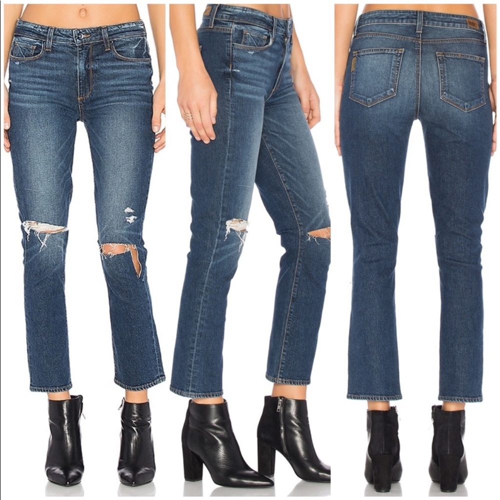 PAIGE Jacqueline High Rise Straight Crop Jeans in Nerea Destructed